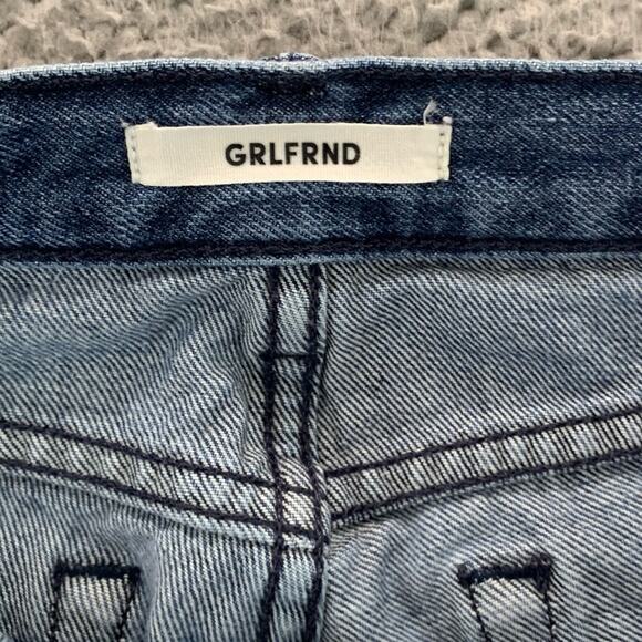 GRLFRND Tatum Cropped Straight Leg Frayed Raw Hem Button Fly Women's -  Size: 24 - Picture 13 of 16